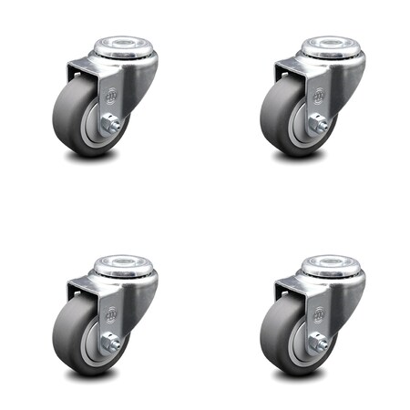 Service Caster 3 Inch Thermoplastic Rubber Wheel Swivel Bolt Hole Caster Set SCC-BH20S314-TPRB-4